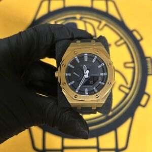 Custom Gold Casio G-Shock GA-2100 "CasiOak" – Stainless Steel Luxury Mod
